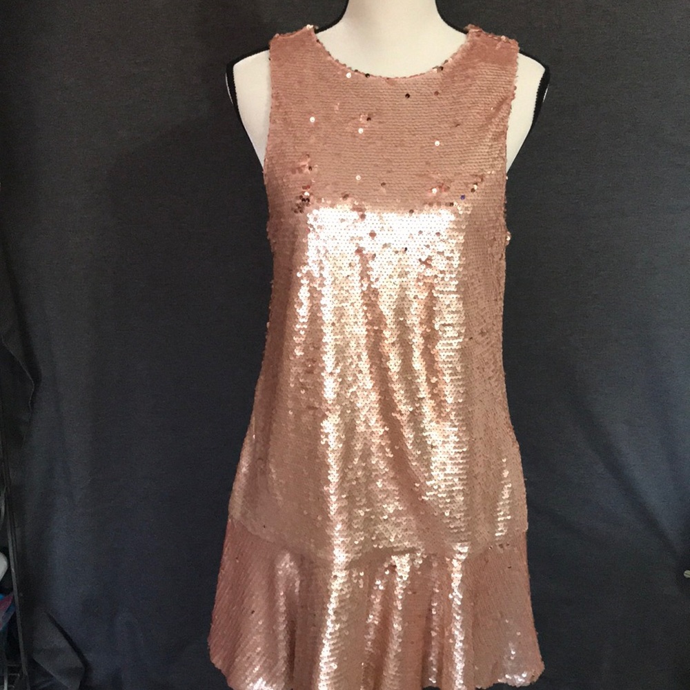 Sugar Lip2 dress med pink sequins bow tie flared